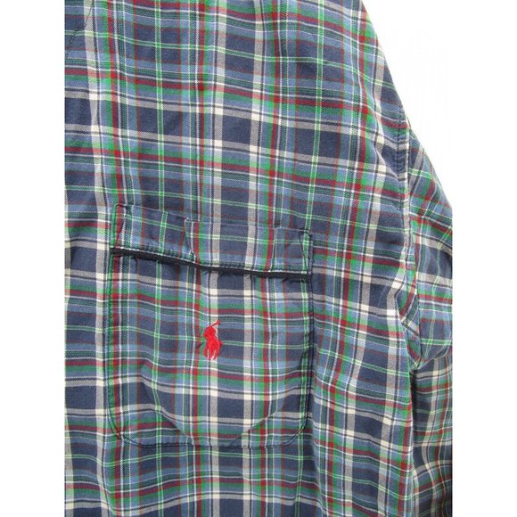 Ralph Lauren Polo Shirt Small Sleepwear Sleep Button Up Red Pony Plaid* - Picture 4 of 11